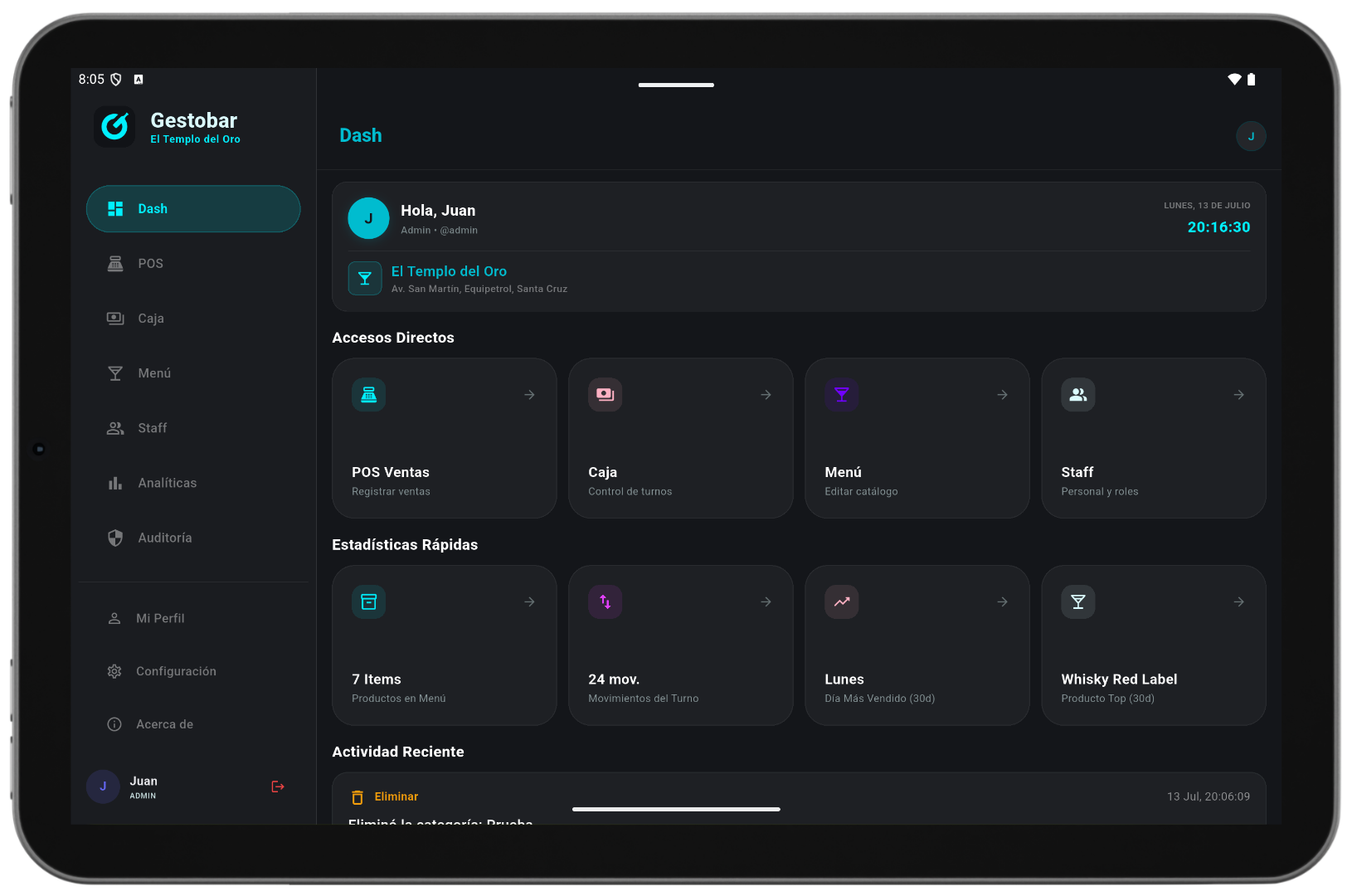 Gestobar Tablet Mockup